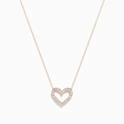 Necklaces & Pendants|Effy Jewelry Novelty 14K Rose Gold Diamond Heart Necklace