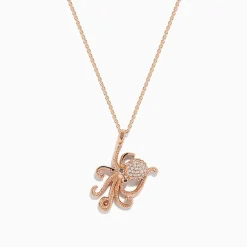 Necklaces & Pendants|Effy Jewelry Novelty 14K Rose Gold Diamond Octopus Pendant, 0.20 TCW