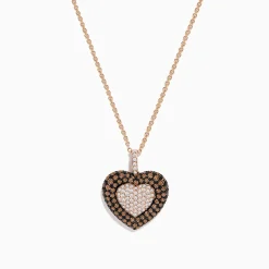 Necklaces & Pendants|Effy Jewelry Novelty 14K Rose Gold Espresso and Diamond Heart Pendant