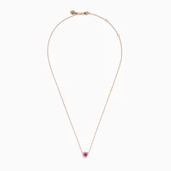 Necklaces & Pendants|Effy Jewelry Novelty 14K Rose Gold Pink Sapphire and Diamond Heart Necklace