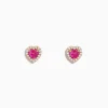 Earrings|Effy Jewelry Novelty 14K Rose Gold Pink Sapphire and Diamond Heart Earrings