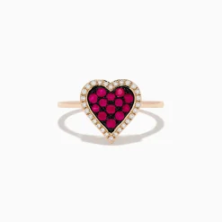 Rings|Effy Jewelry Novelty 14K Rose Gold Ruby and Diamond Heart Ring