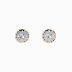 Earrings|BH Multi Novelty 14K Two Tone Gold Diamond Compass Stud Earrings