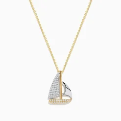 Necklaces & Pendants|Effy Jewelry Novelty 14K Two Tone Gold Diamond Sailboat Pendant, 0.27 TCW