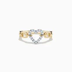 Rings|Effy Jewelry Novelty 14K Two Tone Gold Diamond Heart Ring
