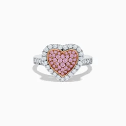 Rings|Effy Jewelry Novelty 14K Two Tone Gold Pink and White Diamond Heart Ring