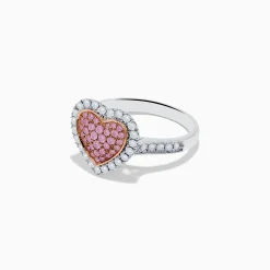 Rings|Effy Jewelry Novelty 14K Two Tone Gold Pink and White Diamond Heart Ring