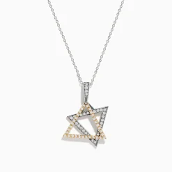 Necklaces & Pendants|Effy Jewelry Novelty 14K Two-Tone Gold Diamond Star of David Pendant