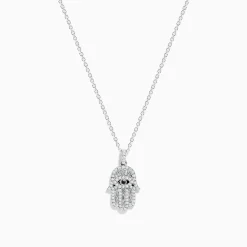 Necklaces & Pendants|BH Multi Novelty 14K White Gold Black and White Diamond Hamsa Pendant