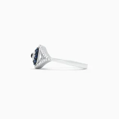 Rings|Effy Jewelry Novelty 14K White Gold Blue Sapphire u0026 Diamond Evil Eye Ring, 0.45 TCW