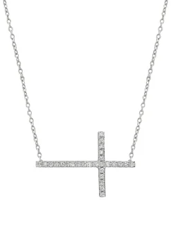 Necklaces & Pendants|Effy Jewelry Novelty 14K White Gold Diamond Cross Necklace, .09 TCW