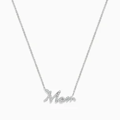Necklaces & Pendants|Effy Jewelry Novelty 14K White Gold Diamond 'Mom' Necklace