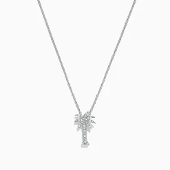 Necklaces & Pendants|Effy Jewelry Novelty 14K White Gold Diamond Palm Tree Pendant, 0.10 TCW