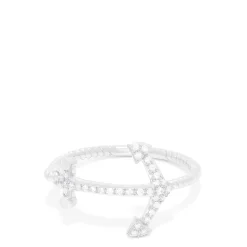 Rings|Effy Jewelry Novelty 14K White Gold Diamond Anchor Ring, 0.12 TCW