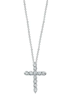 Necklaces & Pendants|Effy Jewelry Novelty 14K White Gold Diamond Small Cross Pendant, 0.24 TCW
