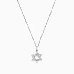 Necklaces & Pendants|BH Multi Novelty 14K White Gold Diamond Star of David Pendant, 0.14 TCW