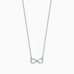 Necklaces & Pendants|Effy Jewelry Novelty 14K White Gold Diamond Infinity Necklace, 0.09 TCW
