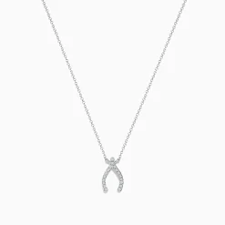 Necklaces & Pendants|Effy Jewelry Novelty 14K White Gold Diamond Wishbone Necklace