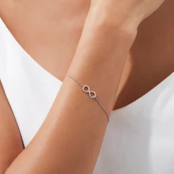 Bracelets|Effy Jewelry Novelty 14K White Gold Diamond Infinity Bracelet, 0.12 TCW
