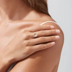 Rings|Effy Jewelry Novelty 14K White Gold Moon and Star Diamond Ring, 0.08 TCW