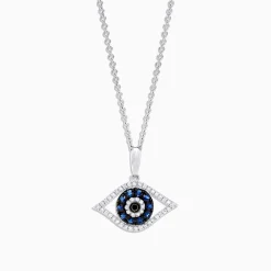 Necklaces & Pendants|Effy Jewelry Novelty 14K White Gold Sapphire u0026 Diamond Evil Eye Pendant, 0.42 TCW