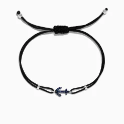 Bracelets|Effy Jewelry Novelty 14K White Gold Sapphire Anchor String Bracelet, 0.15 TCW