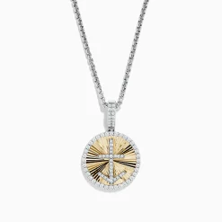 Necklaces & Pendants|Effy Jewelry Novelty 14K White u0026 Yellow Gold Diamond Anchor Coin Pendant