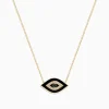 Necklaces & Pendants|Effy Jewelry Novelty 14K Yellow Gold Black Enamel and White Diamond Evil Eye Necklace