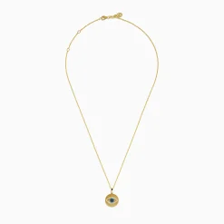 Necklaces & Pendants|Effy Jewelry Novelty 14K Yellow Gold Blue, White and Black Diamond Evil Eye Pendant