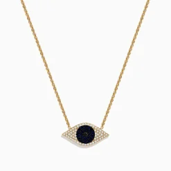 Necklaces & Pendants|Effy Jewelry Novelty 14K Yellow Gold Blue Sapphire and Diamond Evil Eye Necklace