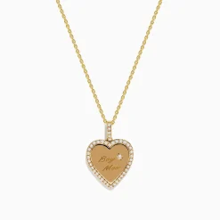 Necklaces & Pendants|Effy Jewelry Novelty 14k Yellow Gold "Boy Mom" Diamond Heart Pendant