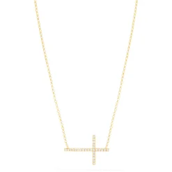 Necklaces & Pendants|Effy Jewelry Novelty 14K Yellow Gold Diamond Cross Necklace, 0.09 TCW