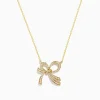 Necklaces & Pendants|Effy Jewelry Novelty 14K Yellow Gold Diamond Bow Necklace