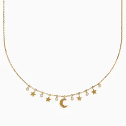 Necklaces & Pendants|Effy Jewelry Novelty 14K Yellow Gold Diamond Moon and Stars Necklace