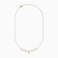 Necklaces & Pendants|Effy Jewelry Novelty 14K Yellow Gold Diamond Moon and Stars Necklace