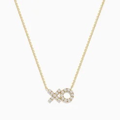 Necklaces & Pendants|Effy Jewelry Novelty 14K Yellow Gold Diamond XO Necklace