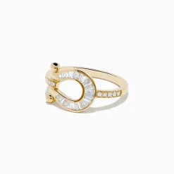 Rings|Effy Jewelry Novelty 14K Yellow Gold Diamond Horseshoe Ring