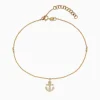 Bracelets|Effy Jewelry Novelty 14K Yellow Gold Diamond Anchor Ankle Bracelet