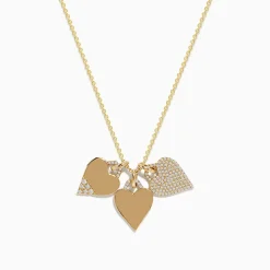 Necklaces & Pendants|Effy Jewelry Novelty 14K Yellow Gold Diamond Hearts Pendant