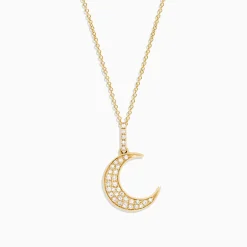 Necklaces & Pendants|Effy Jewelry Novelty 14K Yellow Gold Diamond Crescent Moon Pendant, 0.13 TCW