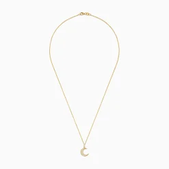 Necklaces & Pendants|Effy Jewelry Novelty 14K Yellow Gold Diamond Crescent Moon Pendant, 0.13 TCW