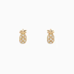 Earrings|BH Multi Novelty 14K Yellow Gold Diamond Pineapple Earrings, 0.27 TCW