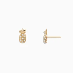 Earrings|BH Multi Novelty 14K Yellow Gold Diamond Pineapple Earrings, 0.27 TCW