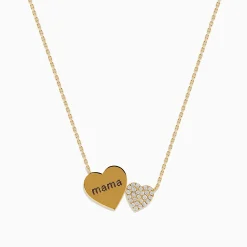 Necklaces & Pendants|Effy Jewelry Novelty 14K Yellow Gold Diamond "Mama" Heart Necklace