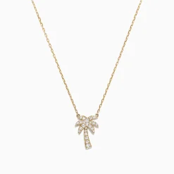 Necklaces & Pendants|Effy Jewelry Novelty 14K Yellow Gold Diamond Palm Tree Necklace, 0.23 TCW