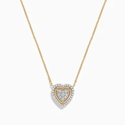 Necklaces & Pendants|Effy Jewelry Novelty 14K Yellow Gold Diamond Heart Necklace