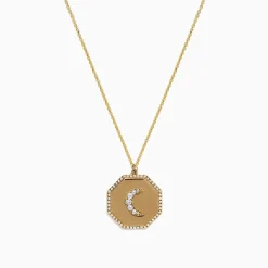 Necklaces & Pendants|BH Multi Novelty 14K Yellow Gold Diamond Moon Pendant, 0.24 TCW