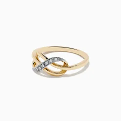 Rings|Effy Jewelry Novelty 14K Yellow Gold Diamond Infinity Knot Ring, 0.05 TCW