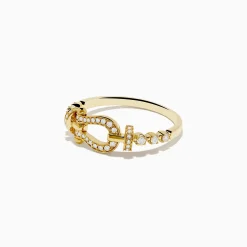 Rings|Effy Jewelry Novelty 14K Yellow Gold Diamond Horseshoe Ring