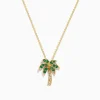 Necklaces & Pendants|Effy Jewelry Novelty 14K Yellow Gold Emerald and Diamond Palm Tree Pendant